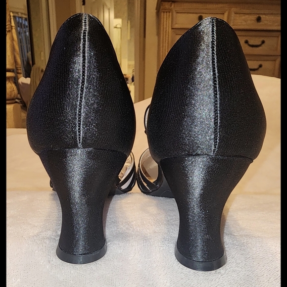 New Ellie Lucille Satin Dance Heels Black Size 10 - Picture 10 of 13